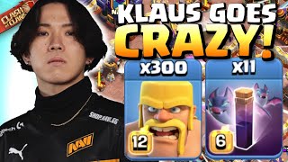 KLAUS breaks Clash of Clans with INSANE 300 Barbarian and 11 BAT attack! screenshot 3