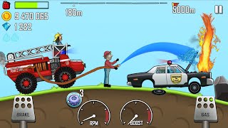 Hill Climb Racing - FIRE TRUCK in COUNTRYSIDE Rescue Mission - POLICE CAR on FIRE GamePlay screenshot 3