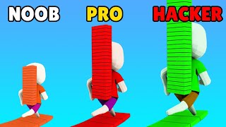 NOOB vs PRO vs HACKER in Bridge Race screenshot 4