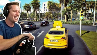 Taxi Life: A City Driving Simulator - Part 2 - Playing with a Wheel Setup! screenshot 5