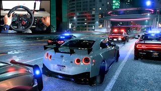 NFS HEAT Police Chase Nissan GT-R R35 Nismo - LOGITECH G29 gameplay screenshot 3